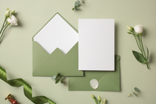 Envelopes and invitations with calligraphy